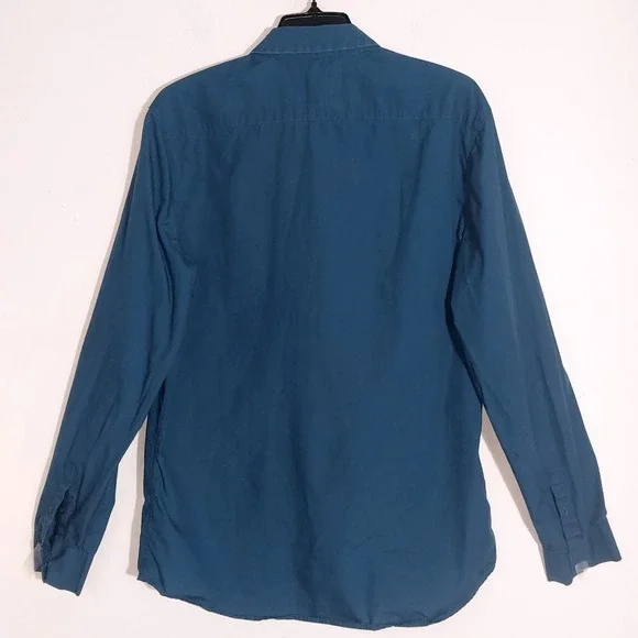Kin by John Lewis Teal Blue Button Down Shirt Long Sleeve Pocket Casual Womens M - Picture 4 of 8